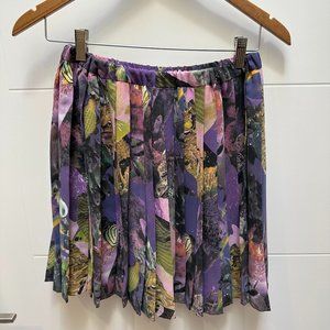 Vintage Purple Patterned Pleated Skirt
